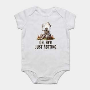 Funny skeleton taking a rest design Baby Bodysuit